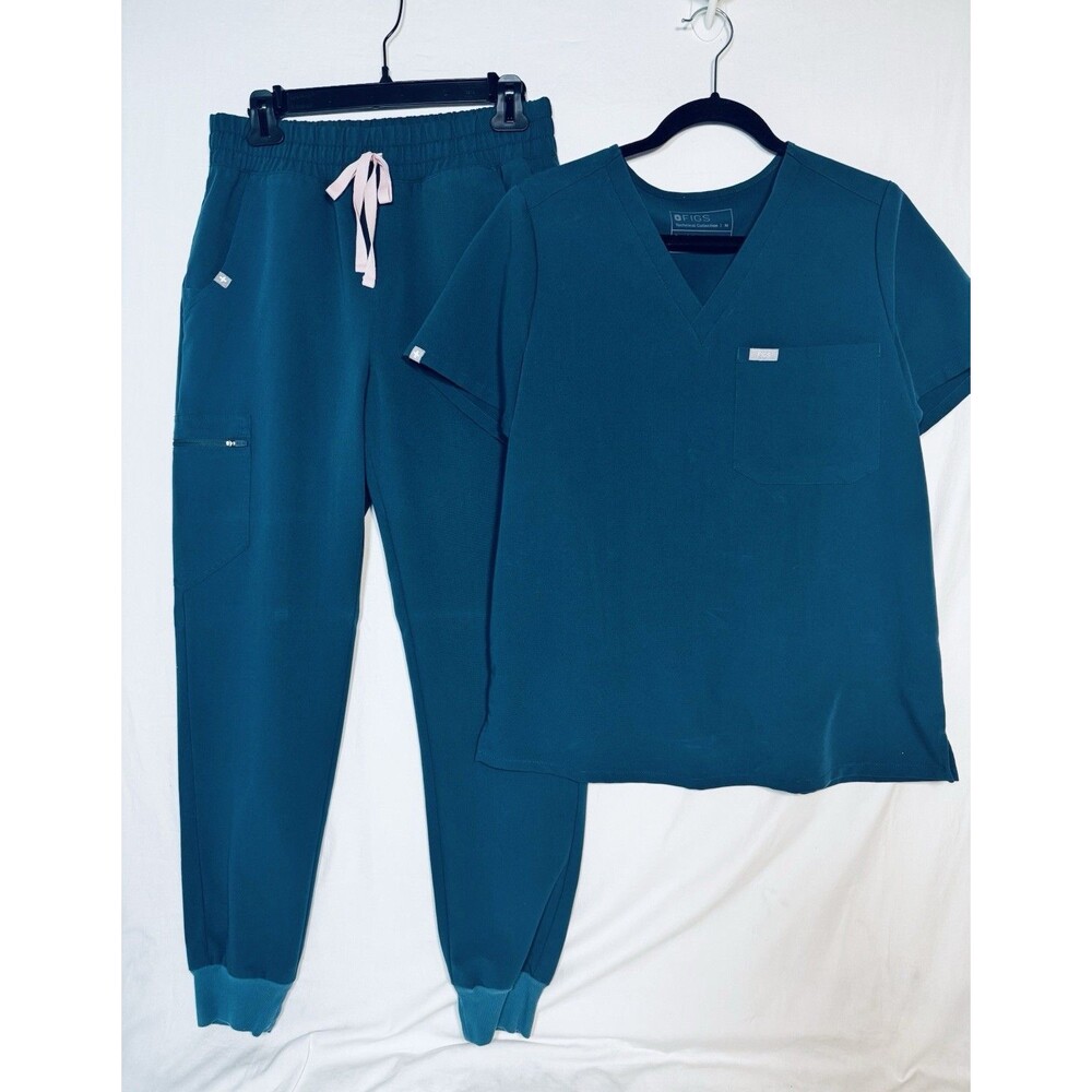 Figs Catarina Scrub Top M And Pants S In Rich Teal Blue